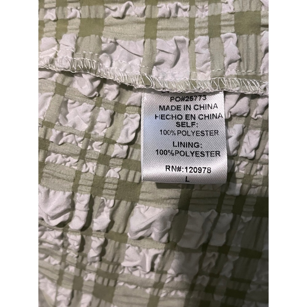 NWT Entro Sage Green Plaid Seersucker Puff Sleeve Babydoll Top V-Neck Large - Picture 4 of 7